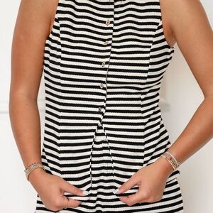 Lavish Black and White Striped Shorts Set